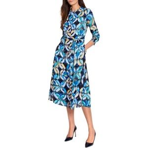 Nic+Zoe Women’s Wave Links Loren Long Sleeve Blue Shirtdress SZ XXL